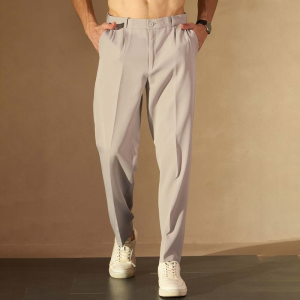 Men Baggy Fit Pleated Trousers