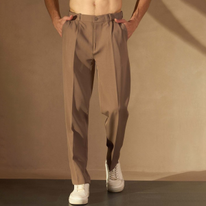Men Baggy Fit Pleated Trousers