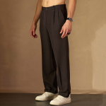 Men Baggy Fit Pleated Trousers