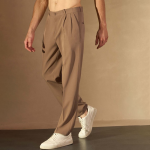 Men Baggy Fit Pleated Trousers